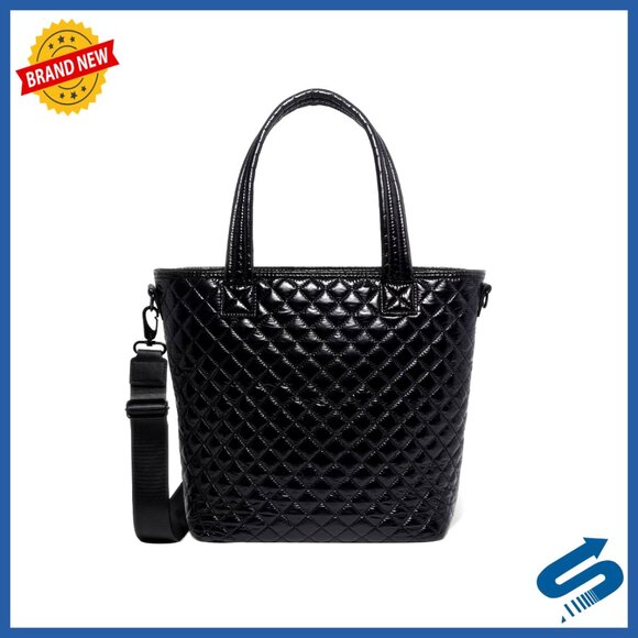 Quilted Tote Bag with Laptop Sleeve Adjustable Strap Medium Size